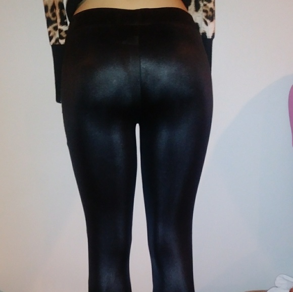 Wet look leggings animal print sides - Picture 2 of 5